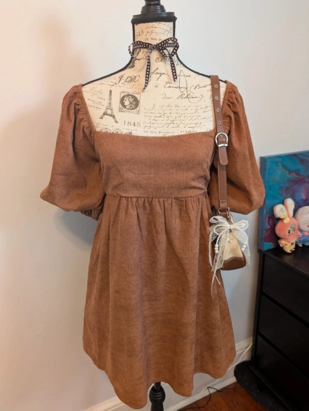 Cottage Fairy Audrey Parks Francesca’s Puff Sleeve Mini Dress with Back Tie